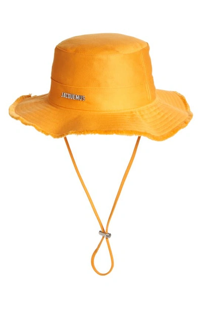 Jacquemus Le Bob Artichaut Fray Brim Cotton Expedition Hat In Dark Orange 780