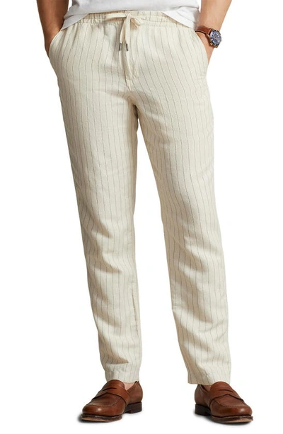 Polo Ralph Lauren Stripe Linen Blend Pants In Andover Cream Pinstripe
