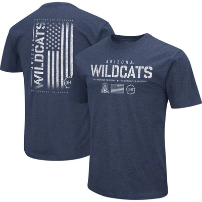 Colosseum Navy Arizona Wildcats Oht Military Appreciation Flag 2.0 T-shirt In Heather Navy