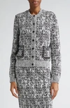 Givenchy Chain Pocket Detail Tweed Cardigan In Black & White