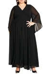 City Chic Katalina Long Sleeve Maxi Dress In Black