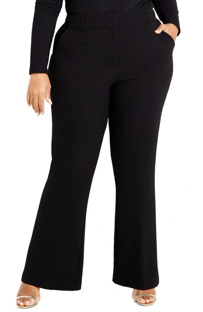 City Chic Abby Flare Trousers In Black