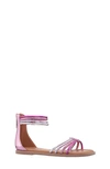 Nina Kids' Brianna Sandal In Pink Multi Crackle Mtlc