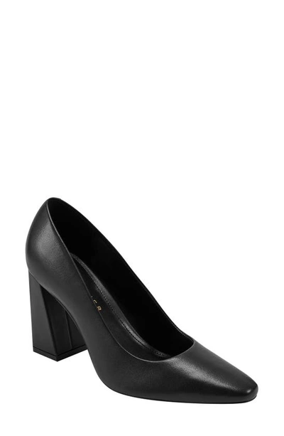 Marc Fisher Ltd Yalina Pointed Toe Block Heel Pump In Black Leather