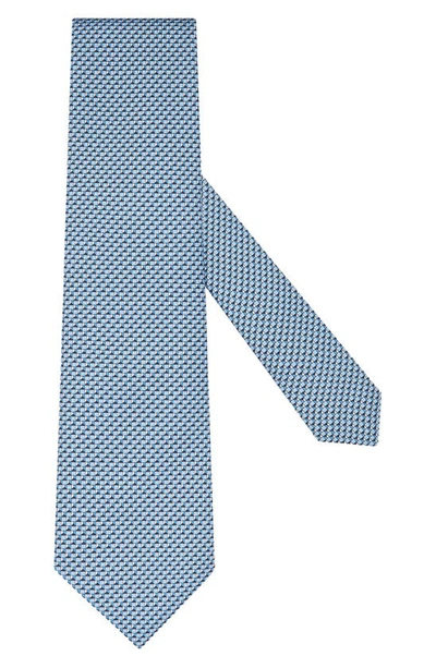Zegna Geometric Silk Tie In Blue