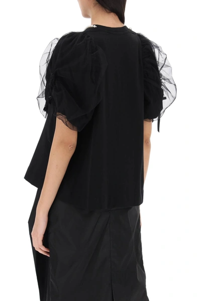 Simone Rocha Puff Sleeves T Shirt In Black