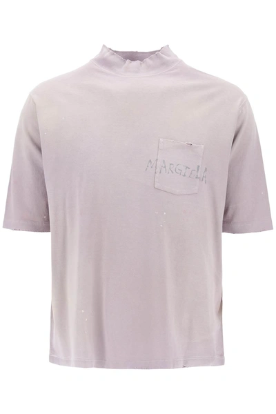 Maison Margiela T Shirt Con Logo Scritto A Mano In Pink