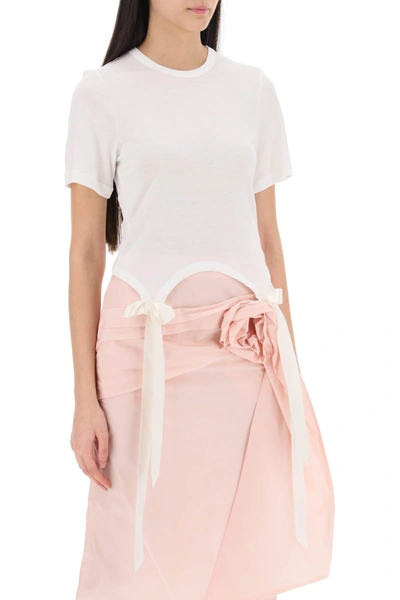 Simone Rocha Easy T Shirt With Bow Tails In White