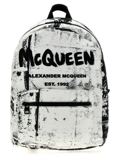 Alexander Mcqueen Metropolitan Backpacks In White/black