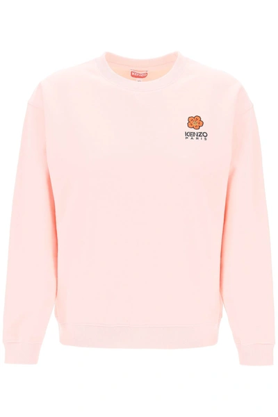 Kenzo Crew Neck Sweatshirt With Embroidery In Pink