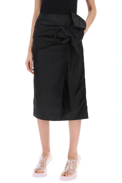 Simone Rocha Pencil Skirt With Floral Applique In Black