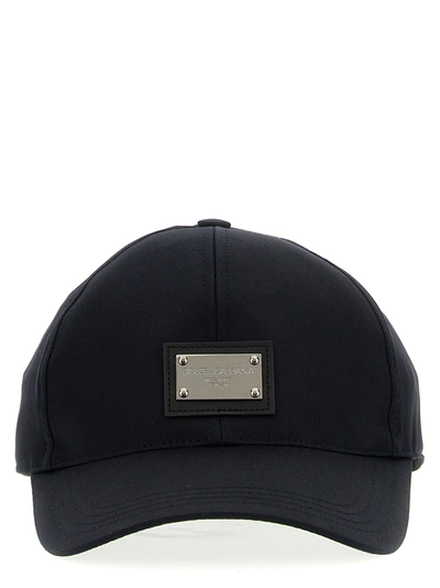 Dolce & Gabbana Logo Plate Cap Hats In Black