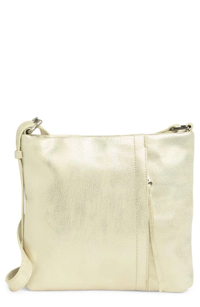 Hobo Leather Crossbody Bag In Pearled Silver