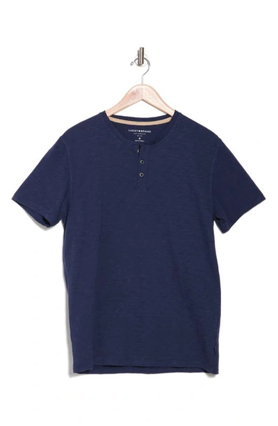 Lucky Brand Short Sleeve Cotton Club Henley In American Navy