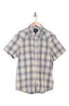 Lucky Brand Herringbone Workwear Western Short Sleeve Button-up Shirt In Natural Plaid