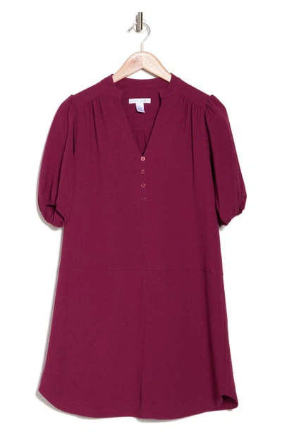 London Times Crepe Shirt Dress In Wine