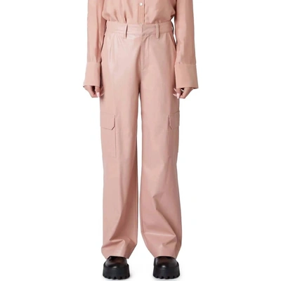 Nia Vegan Leather Cargo Pant In Pink