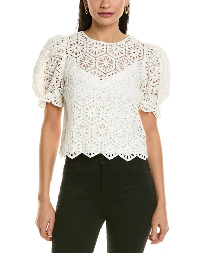 Ted Baker Crochet Puff Sleeve Top In White