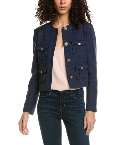 Ted Baker Cropped Boucle Wool-blend Jacket In Blue