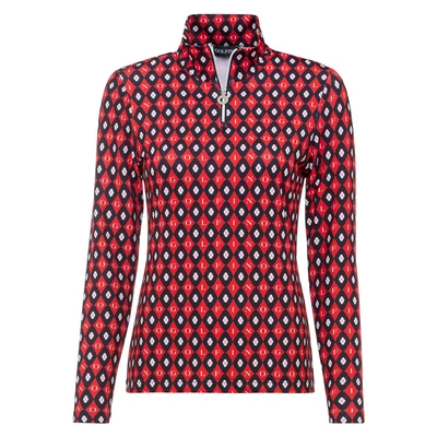 Golfino Classic Tricolor Troyer Sweater In Red/black/white In Multi