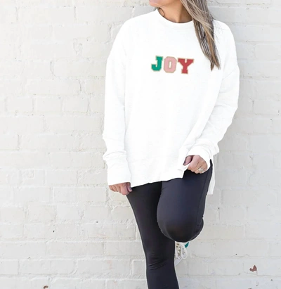 Mary Square Joy Chenille Patch Sweatshirt In White