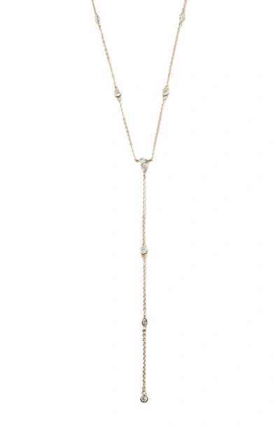 Argento Vivo Sterling Silver Cubic Zirconia Station Y-necklace In Gold