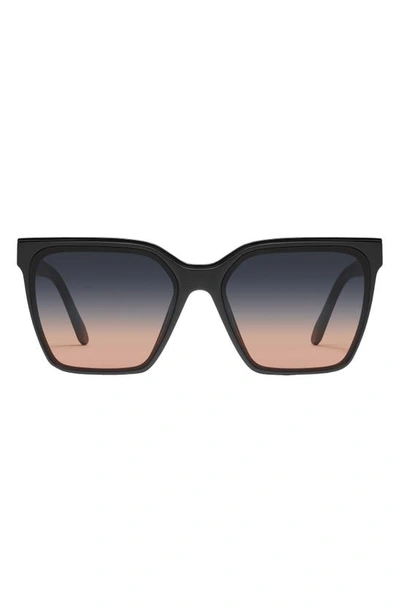 Quay Level Up 51mm Square Sunglasses In Matte Black/ Black Fade Coral