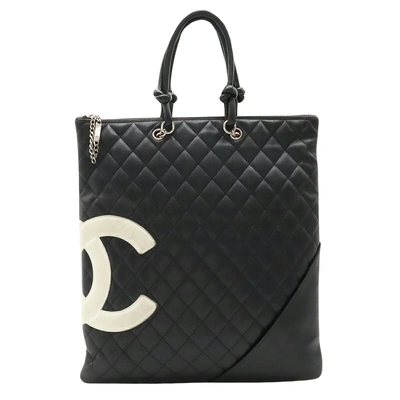 Pre-owned Chanel Cambon Line Leather Tote Bag () In Black