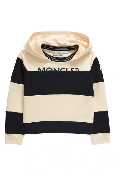 Moncler Kids' Logo Stripe Hoodie In Navy