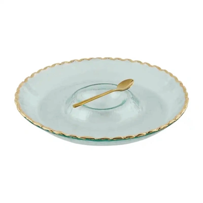 Mudpie Chip & Dip Plate In Gold In Green