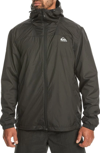 Quiksilver Overcast Water Repellent Hooded Windbreaker In Black