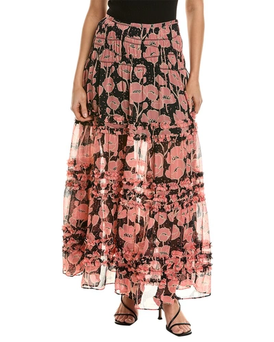 Ted Baker Micro Ruffle Tiered Midi Skirt In Black