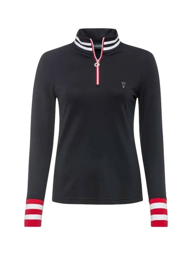 Golfino Classic Tricolor Troyer Sweater In Black