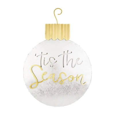 Mudpie Tis The Season Ornament Door Hanger In Silver In White