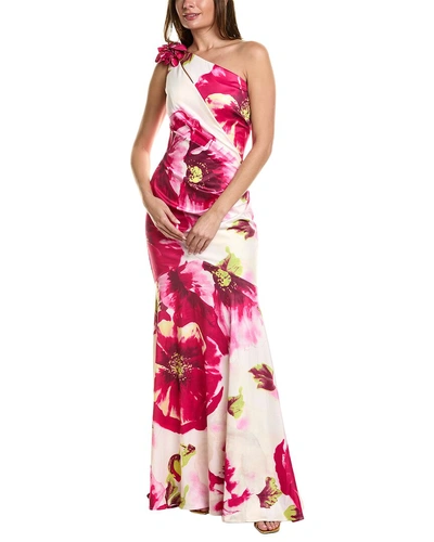 Rene Ruiz Womens One-shoulder Floral Gown, 16, Pink