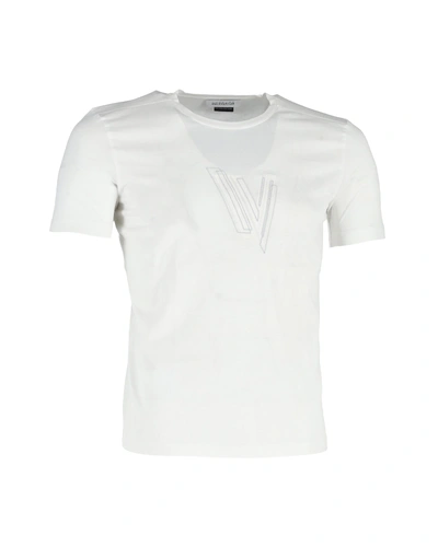 Versace Logo Crewneck T-shirt In White Cotton