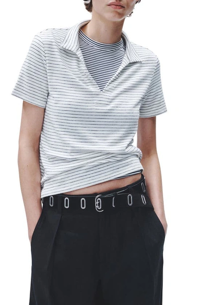 Rag & Bone Stripe Polo Shirt In Ivrystripe