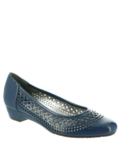 Ros Hommerson Tina Womens Slip On Perforated Ballet Flats In Blue
