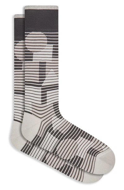 Bugatchi Geo Patterned Cotton Blend Dress Socks In Black