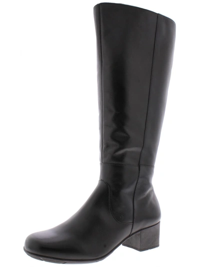 Elites By Walking Cradles Mix Womens Extra Wide Shaft Leather Knee-high Boots In Black