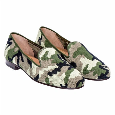 Stubbs & Wootton Women's Needlepoint Camouflage Loafer In Green