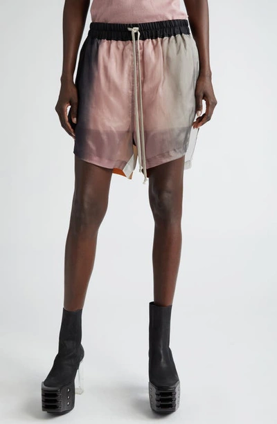 Rick Owens Drawstring Step Hem Boxer Shorts In Lido Degrade