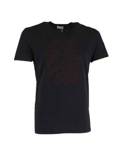 Dior Rose-print T-shirt In Black Cotton