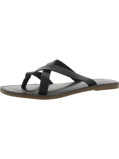 Madewell Boardwalk Womens Leather Thong Slide Sandals In Black