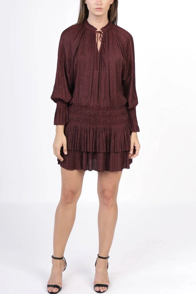 Current Air Drop Waist Dress In Burgundy In White