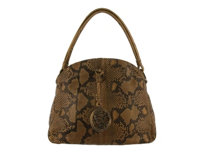 Valentino Garavani Python With Logo Charm Shoulder Bag In Brown