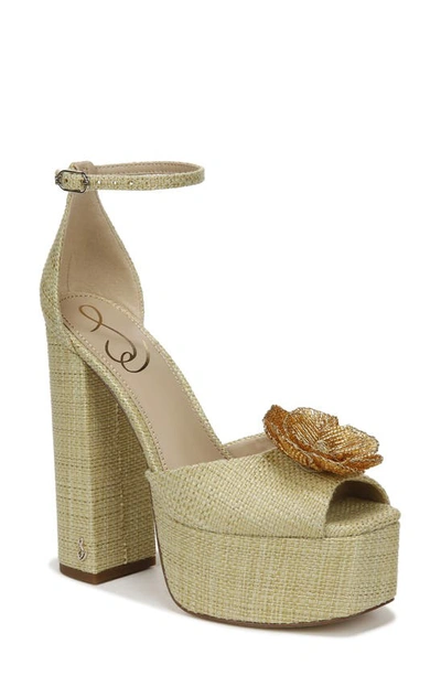 Sam Edelman Kori Flora Ankle Strap Platform Sandal In Pistachio