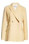 Partow Caleb Double Breasted Cotton Twill Blazer In Custard