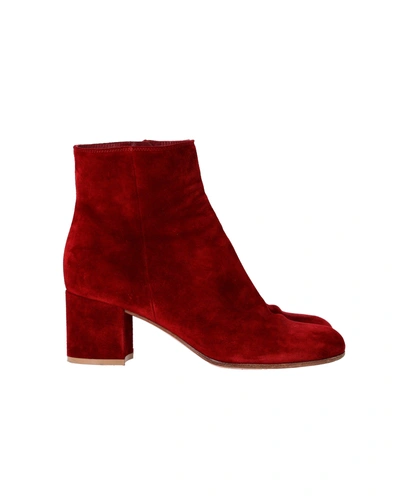 Gianvito Rossi Ankle Boots In Red Suede