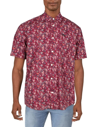 Rvca Mens Woven Floral Button-down Shirt In Multi